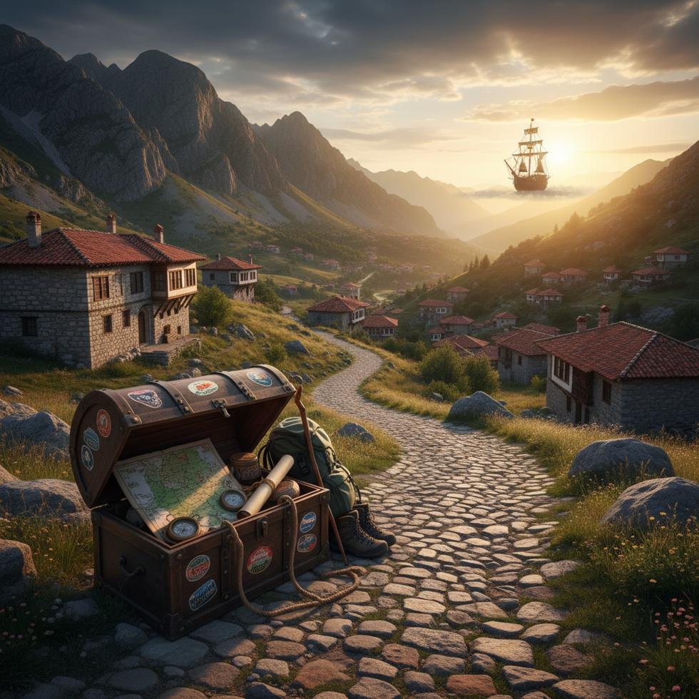 Balkan manzaralarını ziyaret eden turistlerin fotoğrafı