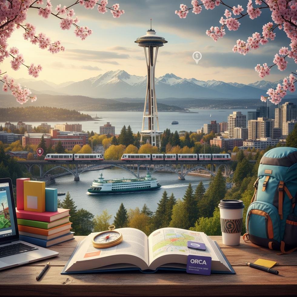 Seattle şehir manzarası ve öğrenci yaşamı
