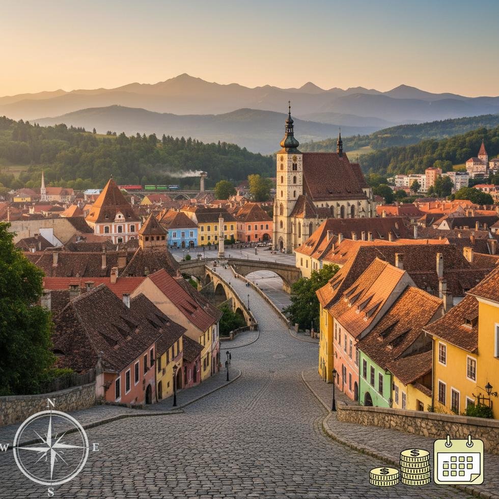 Sibiu şehrinin tarihi merkezi ve yaya yolları