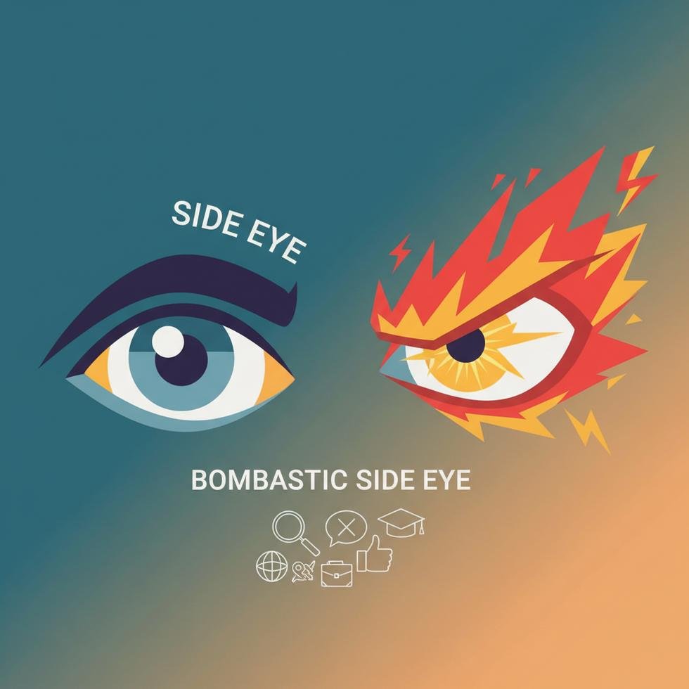 Side eye ve bombastic side eye jestlerini gösteren yüz ifadeleri