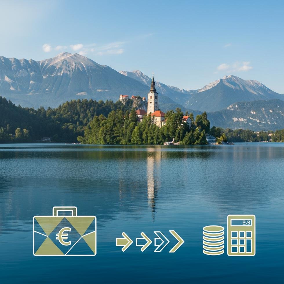 Slovenya'da şirket kuruluşuyla ilgili belgeler ve bilgisayar ekranı