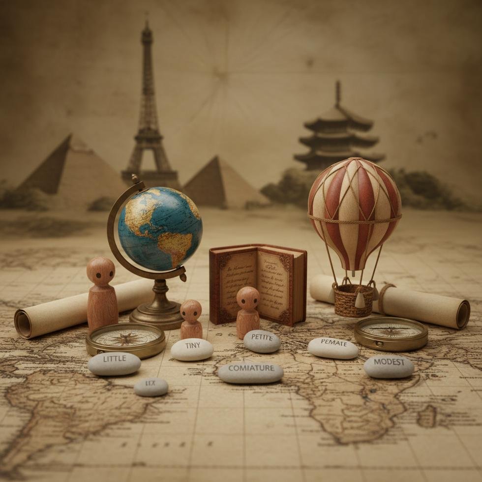 İngilizce small kelimesi yerine alternatif kelimeleri anlatan görsel