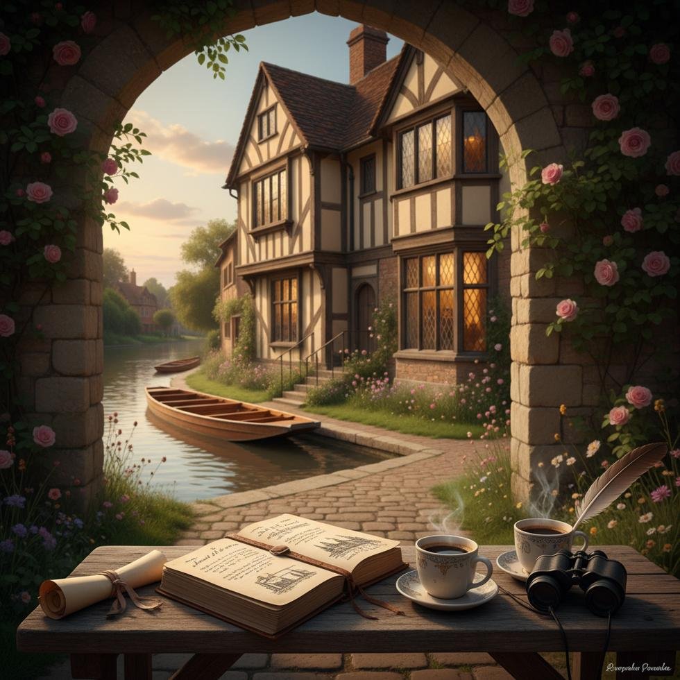 Stratford-upon-Avon’da romantik nehir kıyısı ve tarihi Tudor evleri