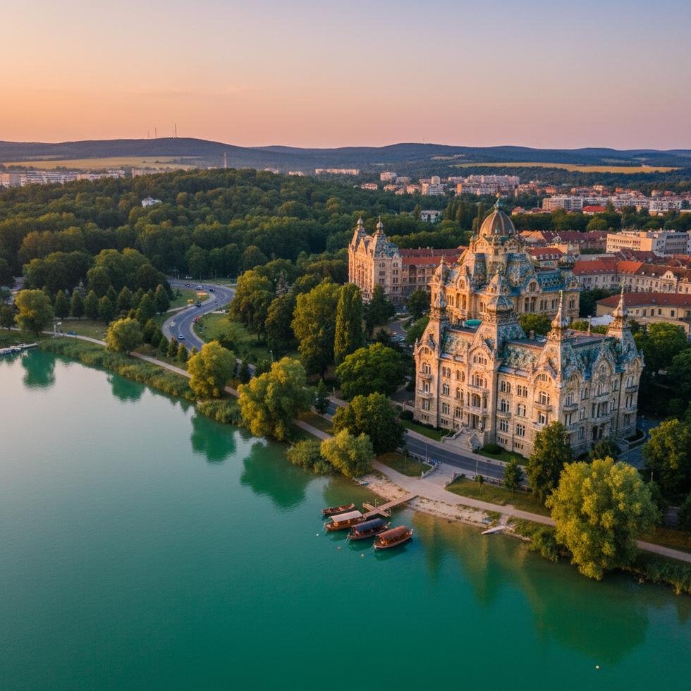 Subotica şehrinden Art Nouveau mimarisi ve Palić Gölü manzarası