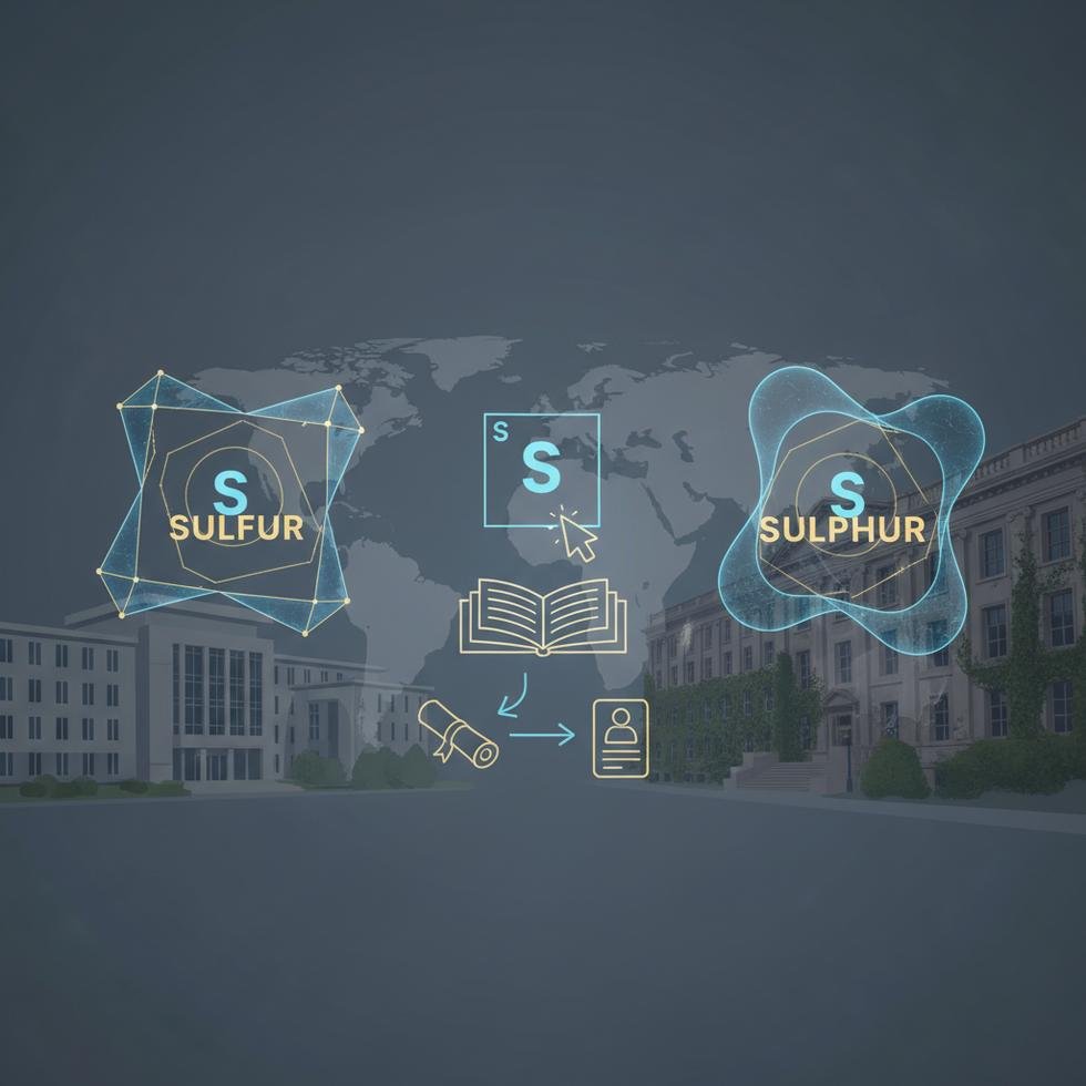 Sulfur ve Sulphur yazım farkı akademik standartlar ile ilgili görsel