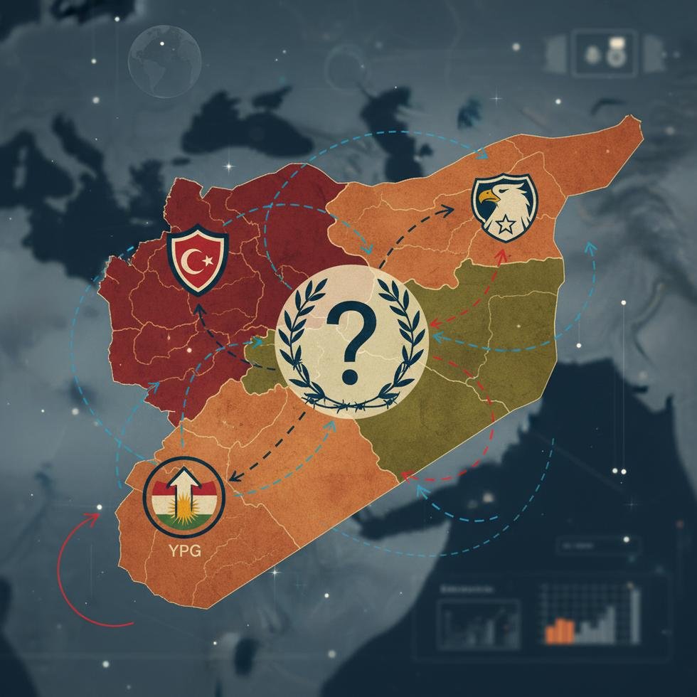 Suriye haritasında çatışma bölgeleri ve askeri semboller