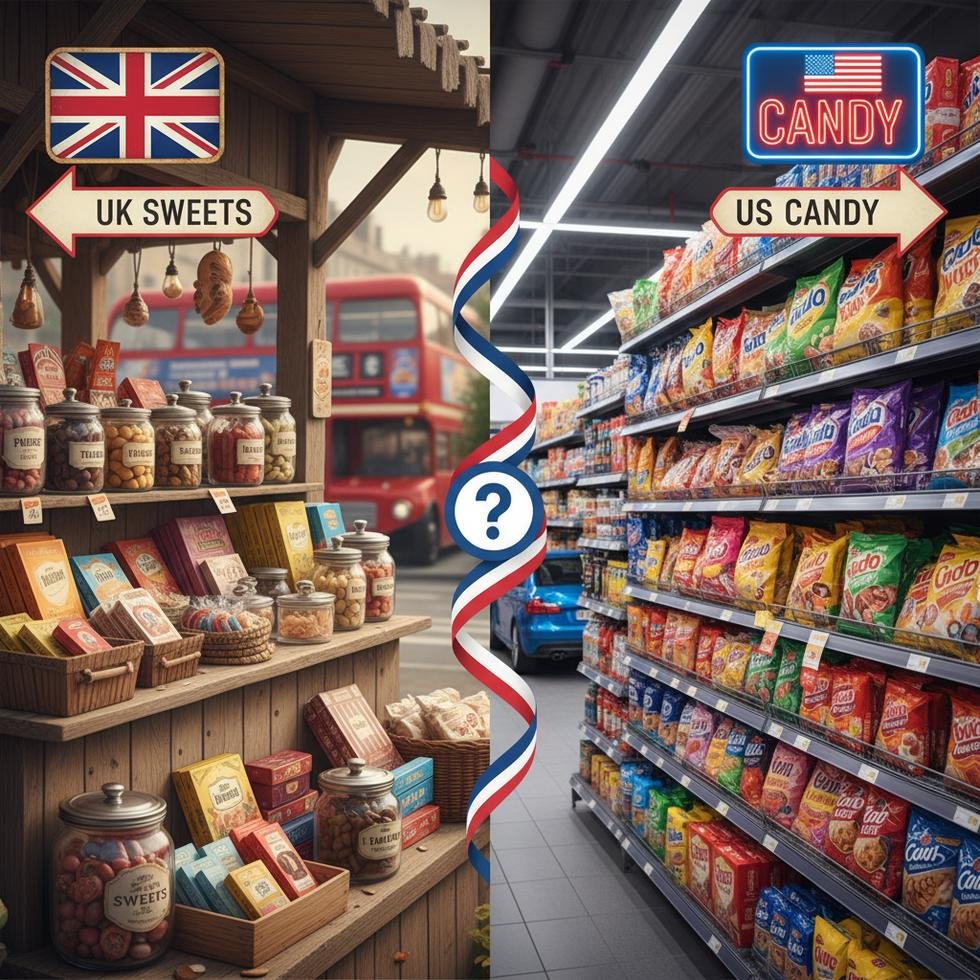 İngiltere ve ABD'de sweets ve candy terimlerinin kullanımı