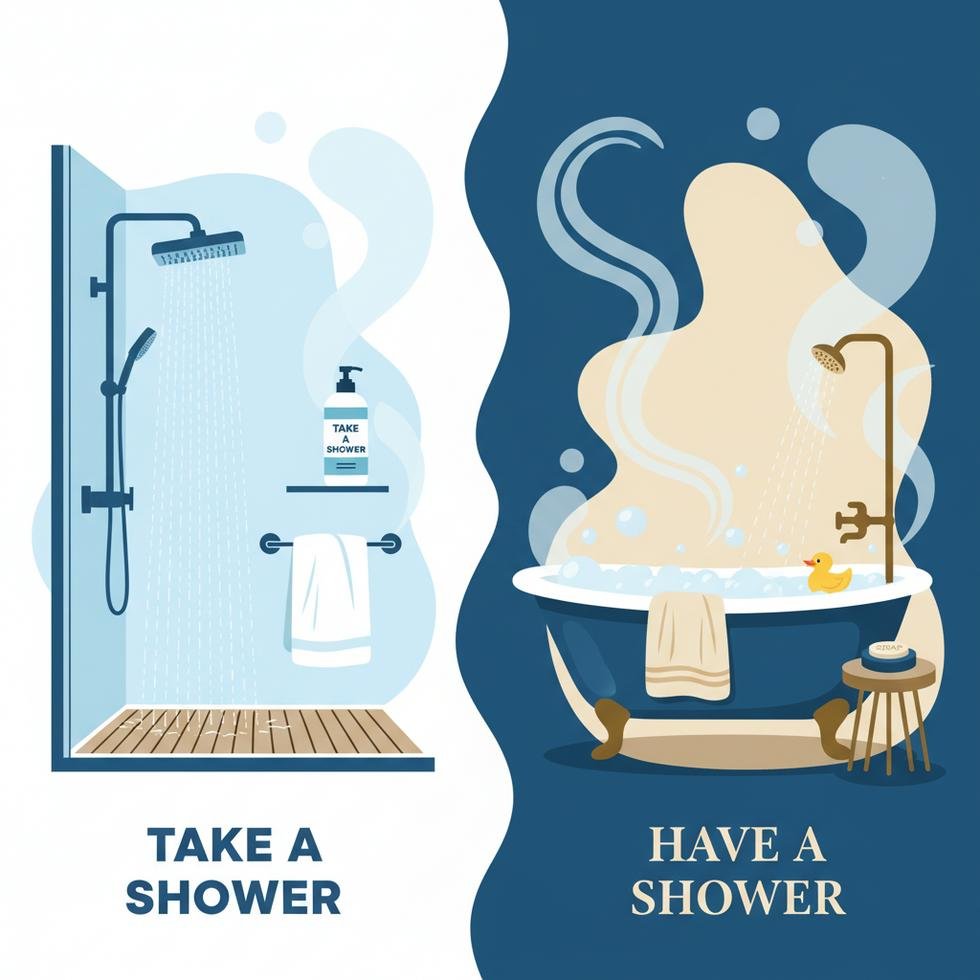 İngilizce'de take a shower ve have a shower ifadelerinin kullanımı