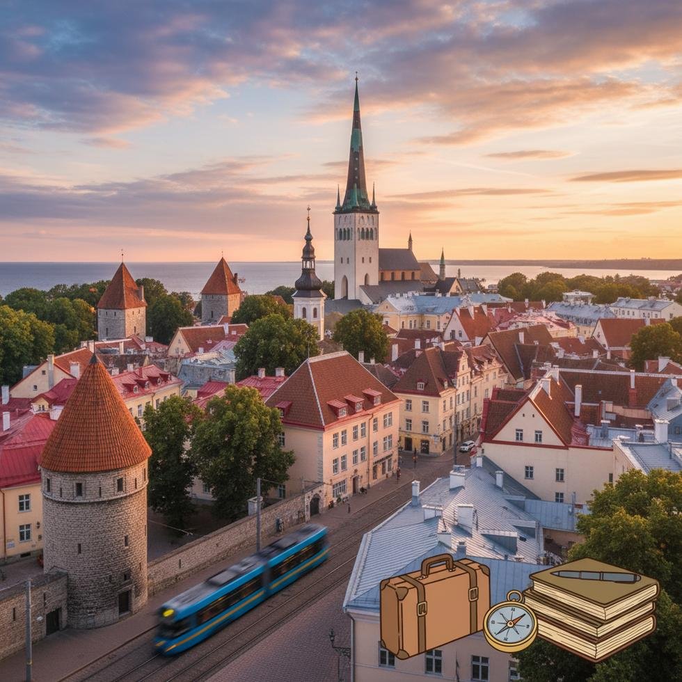 Tallinn şehir manzarası ve Orta Çağ mimarisi