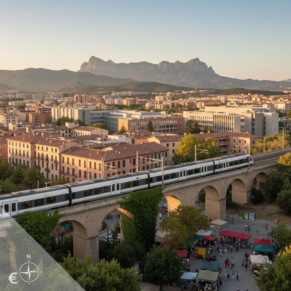 Terrassa şehrine ait modernist mimari ve doğa manzarası