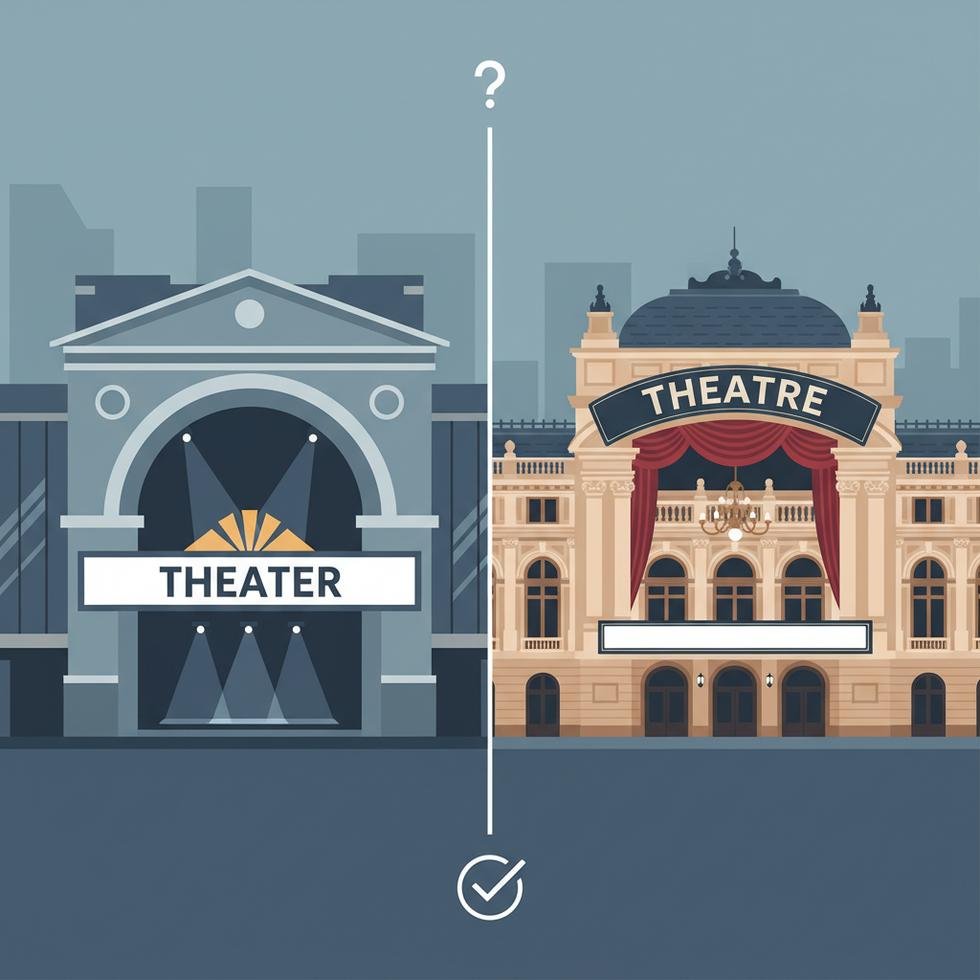 Theater ve Theatre yazım farklarını anlatan rehber görseli