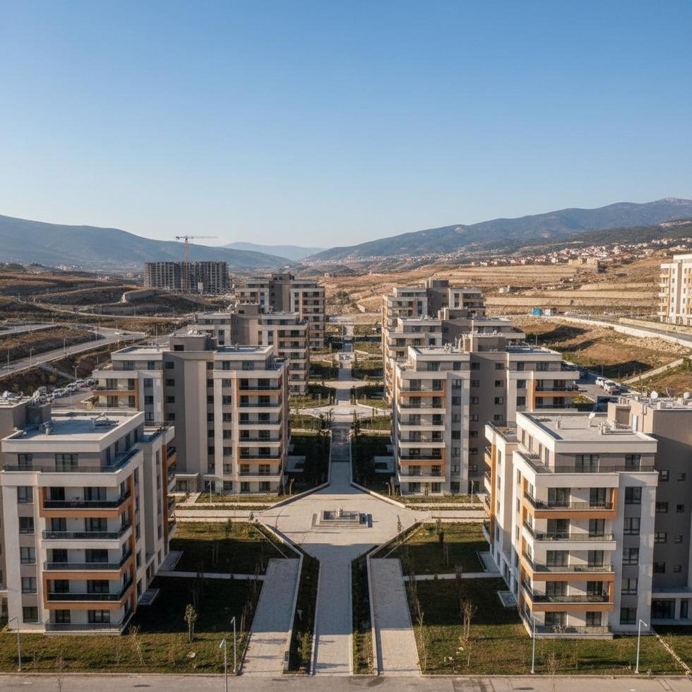 Türkiye'de yeni bir konut projesindeki modern konutlar