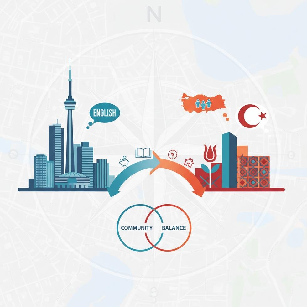 Toronto şehir manzarası ve Türk topluluğu yoğun mahallelerden bir sokak