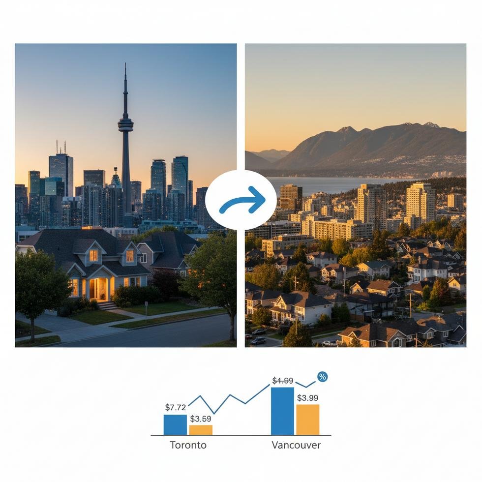 Toronto ve Vancouver şehirlerinde aile yanı konaklama ücret aralıklarını gösteren tablo