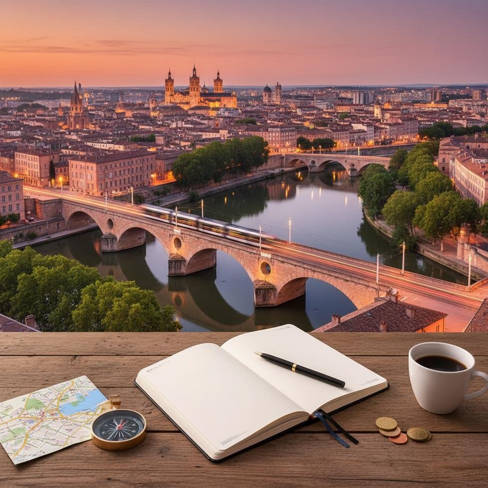 Toulouse şehrinin tarihi meydanı Place du Capitole ve çevresi