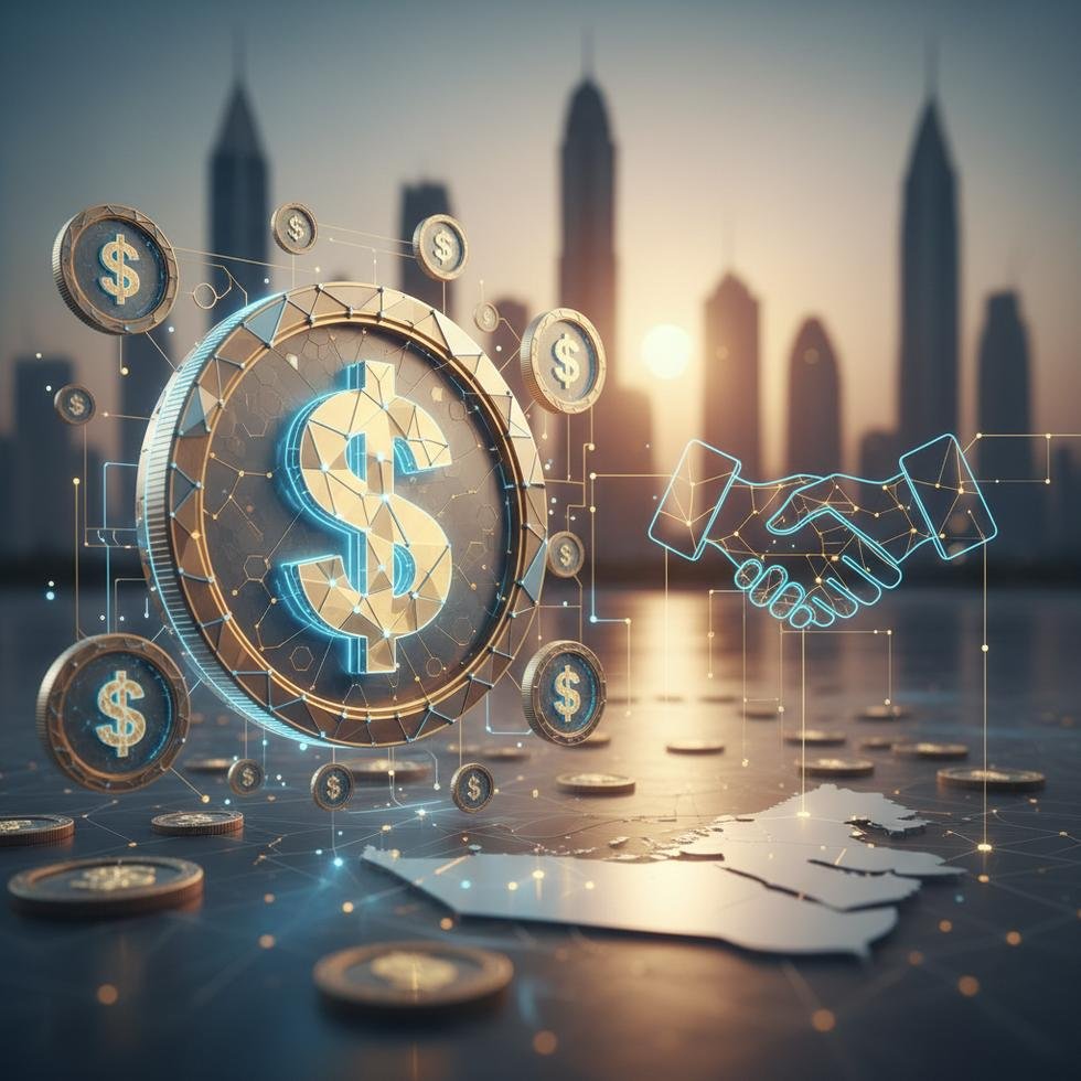 Kripto para yatırım konsepti ve uluslararası iş toplantısı