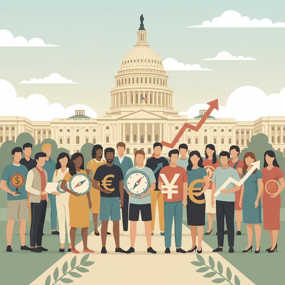 ABD Kongre binası önünde farklı etnik kökenlerden insanlar.