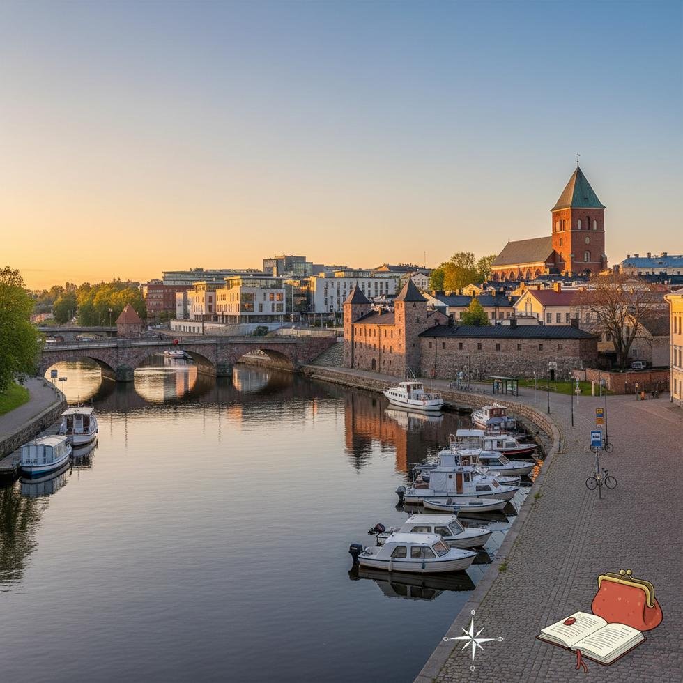 Turku şehir rehberi kapsamında ulaşım, bütçe ve eğitim ile ilgili detayları gösteren görsel