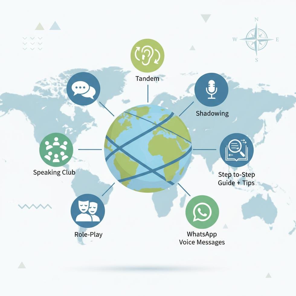 Evde konuşma pratiği yapan bir kişi laptop ve kulaklık ile çalışıyor