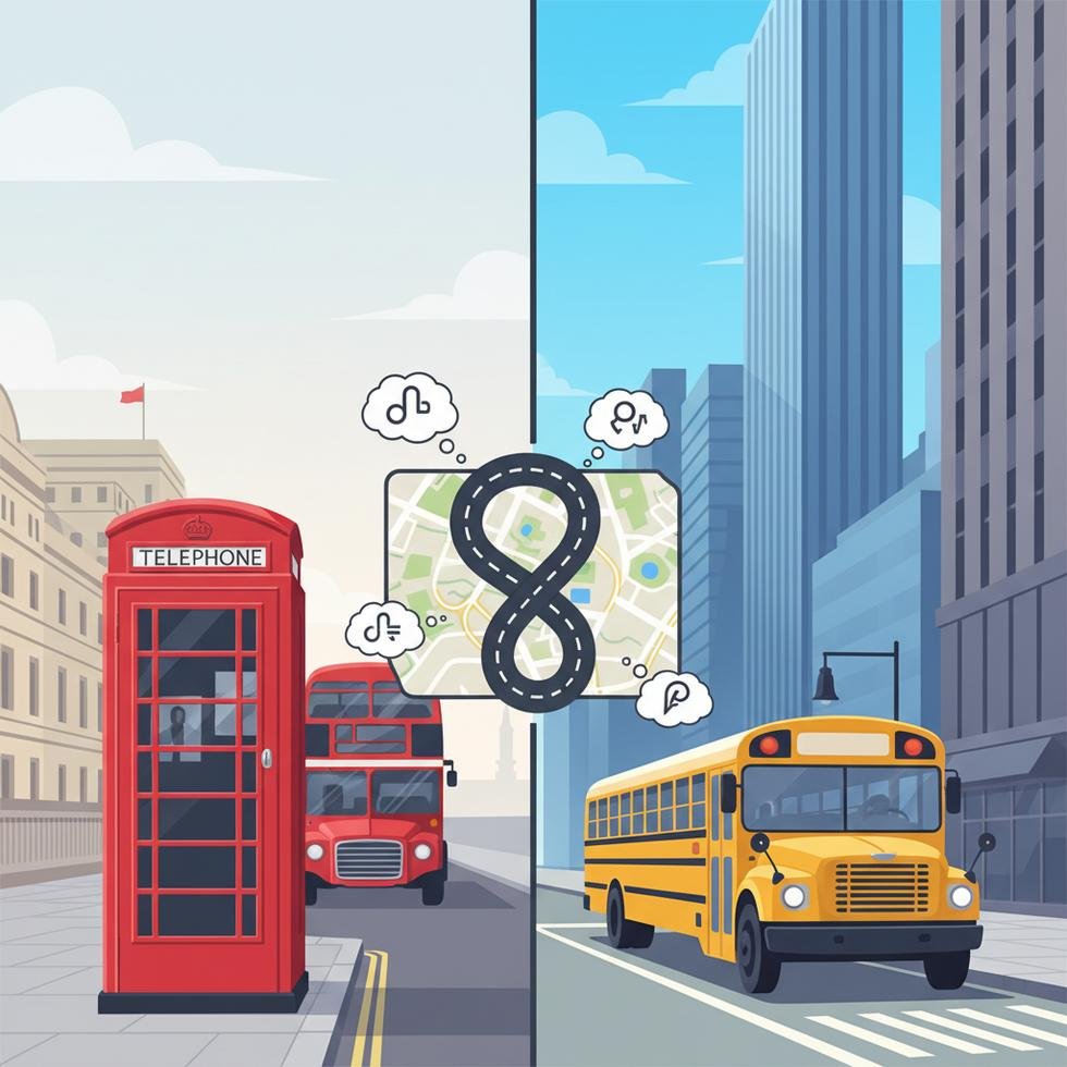 İngiliz ve Amerikan İngilizcesindeki deyim farklarını gösteren görsel