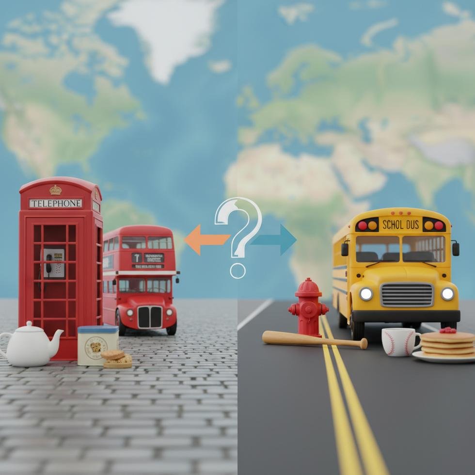 İngiliz ve Amerikan İngilizcesinde eşya isimlerinin farklılıklarını gösteren tablo