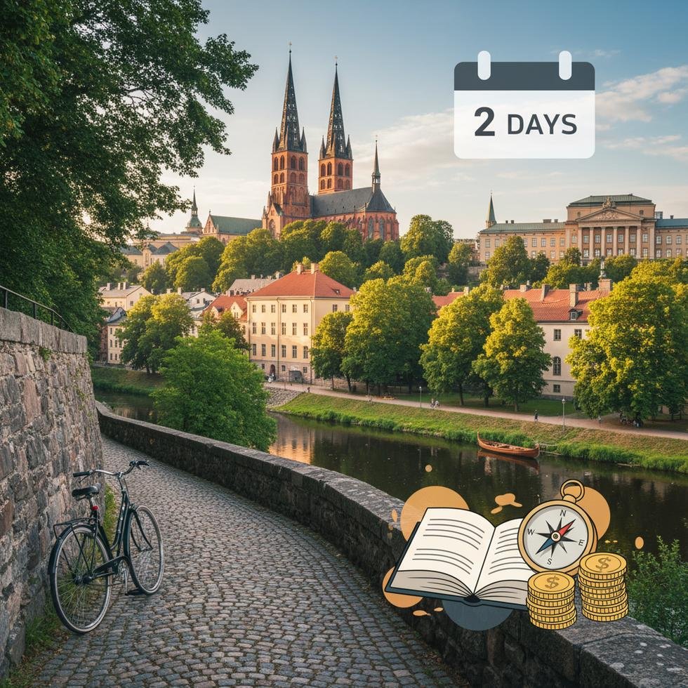 Uppsala şehir merkezi ve tarihi yapıların genel görünümü