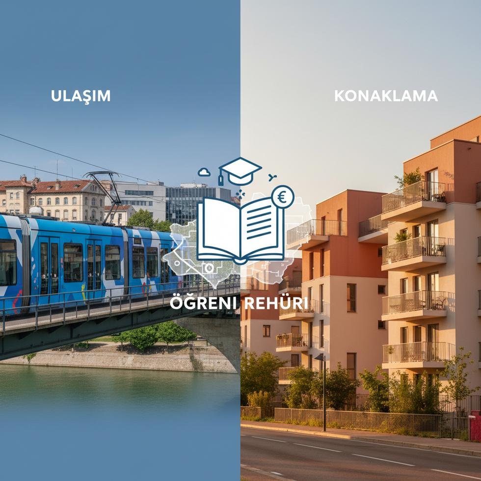 Villeurbanne şehir panoraması ve öğrenci kampüs alanı