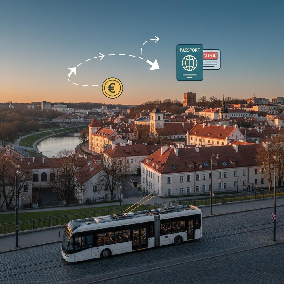 Vilnius şehir merkezi ve tarihi yapıları panoramik görünüm