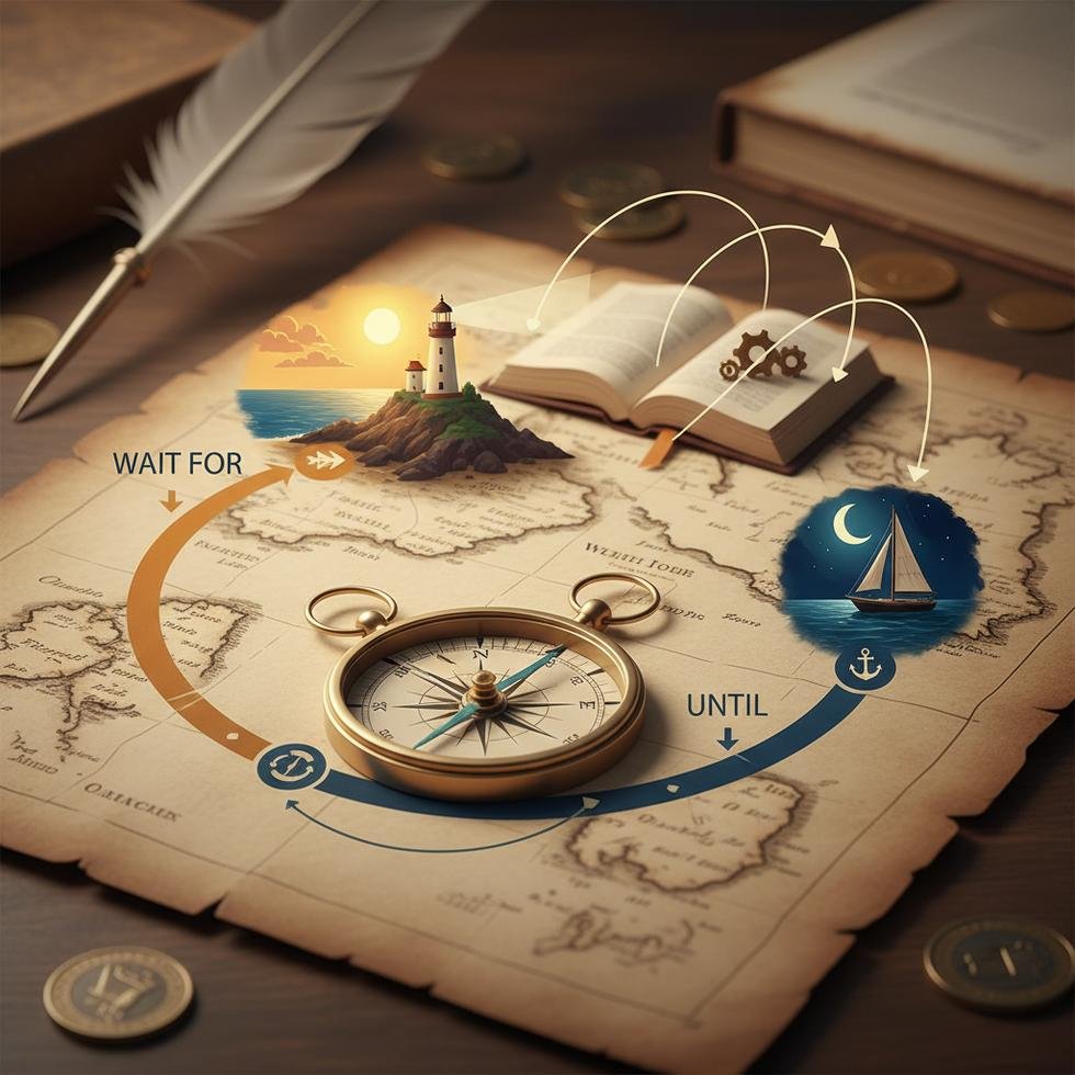 Wait for ve until ifadelerinin doğru kullanımı ile ilgili açıklayıcı görsel