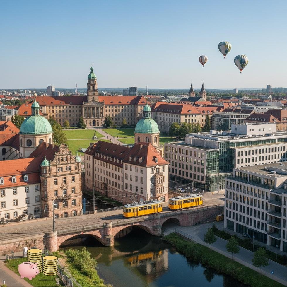 Wiesbaden şehir merkezinden bir görünüm