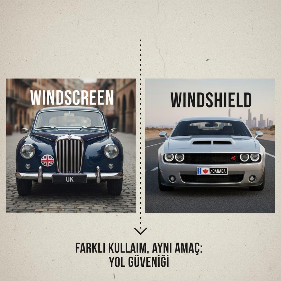 Araç ön camı için kullanılan windscreen ve windshield terimlerinin farkları