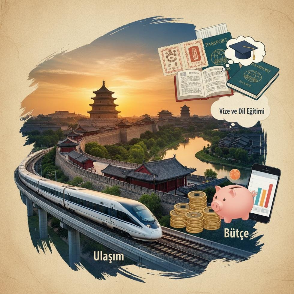 Xi’an şehrinin tarihi ve kültürel mekanlarından bir görünüm