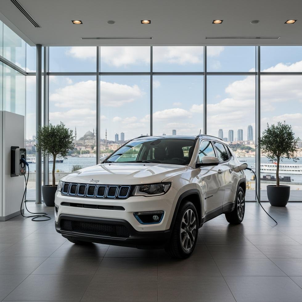Jeep Compass e-Hybrid modelinin gösterim salonunda görüntüsü