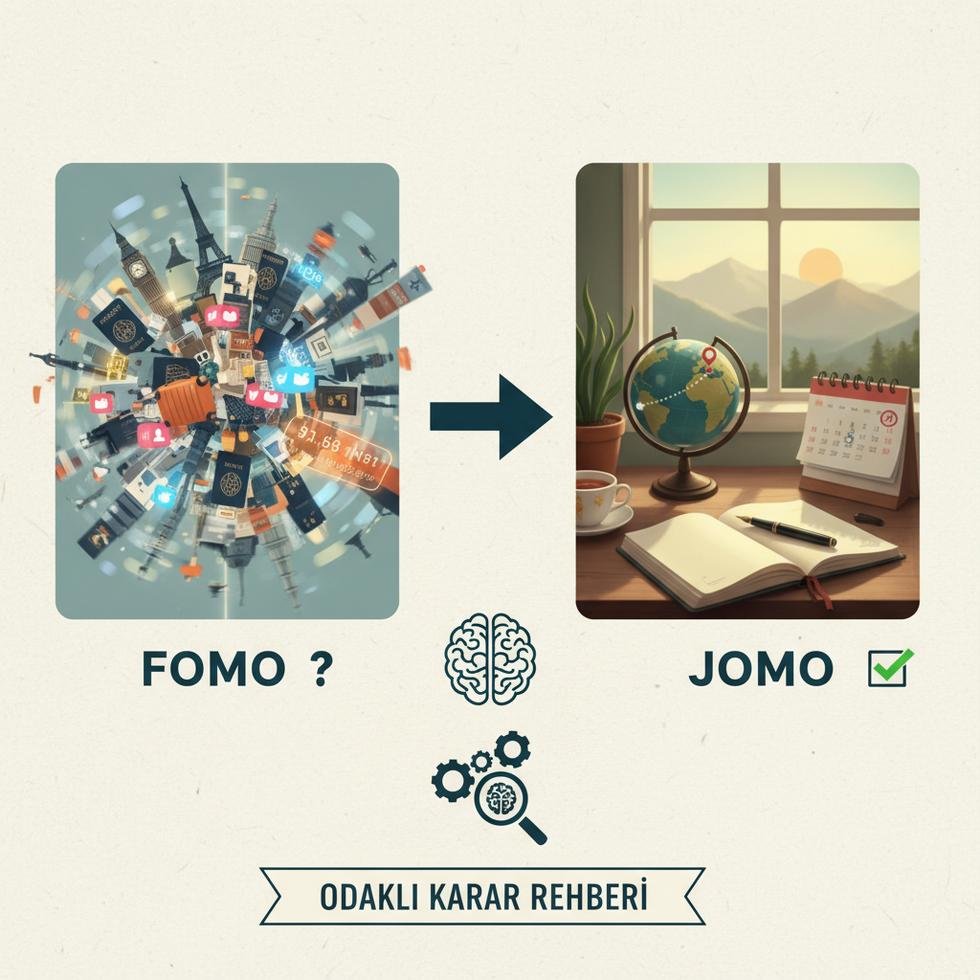 Yurt dışı eğitim için FOMO ve JOMO kavramlarını açıklayan grafik
