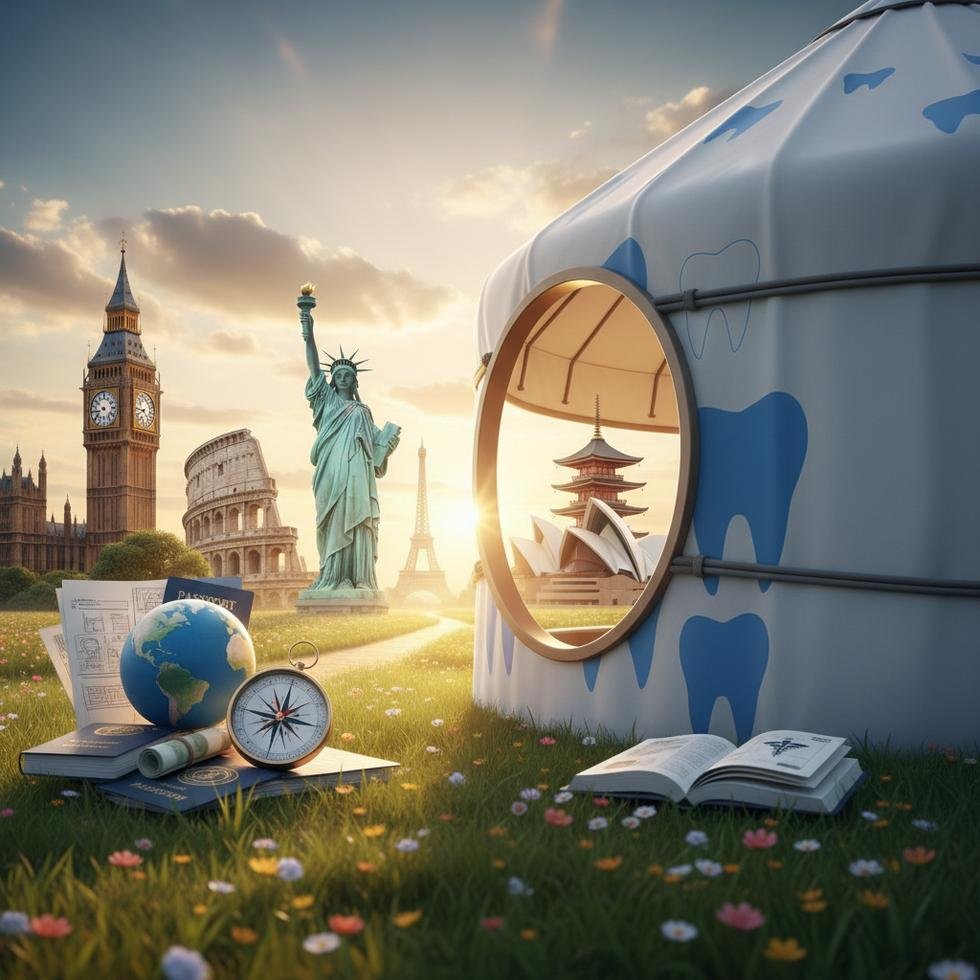 Yurt dışında çalışan bir diş hekimi klinikte hasta kabulünde