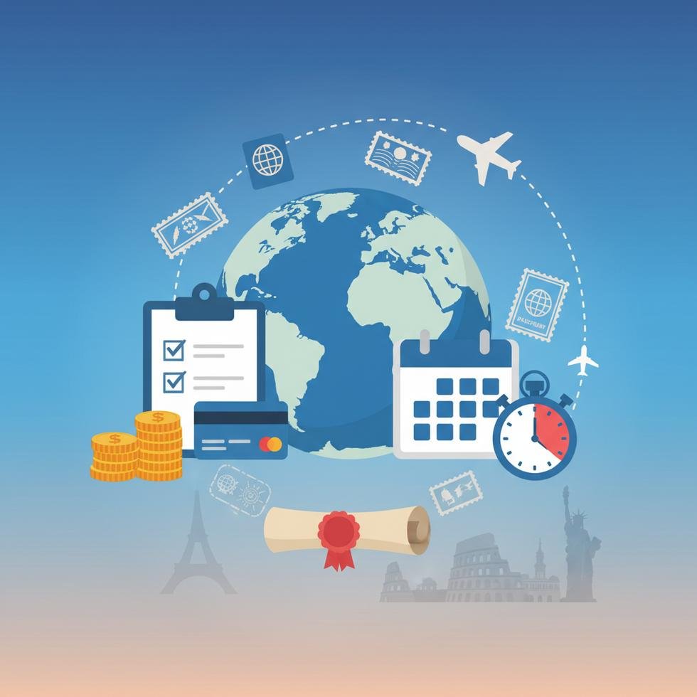 Vize evrakları, pasaport ve yurtdışı valizi hazırlanırken