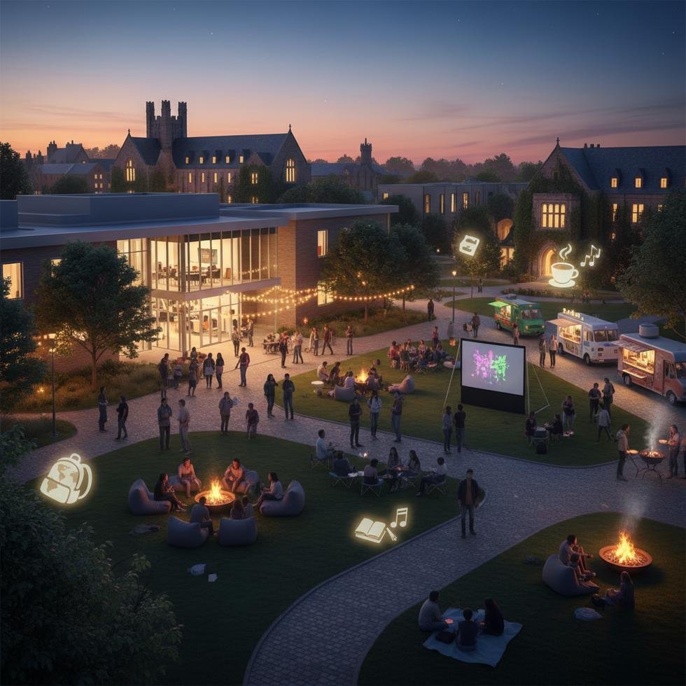 Yurtdışında kampüste sosyal hayat ve lit anlar konsepti