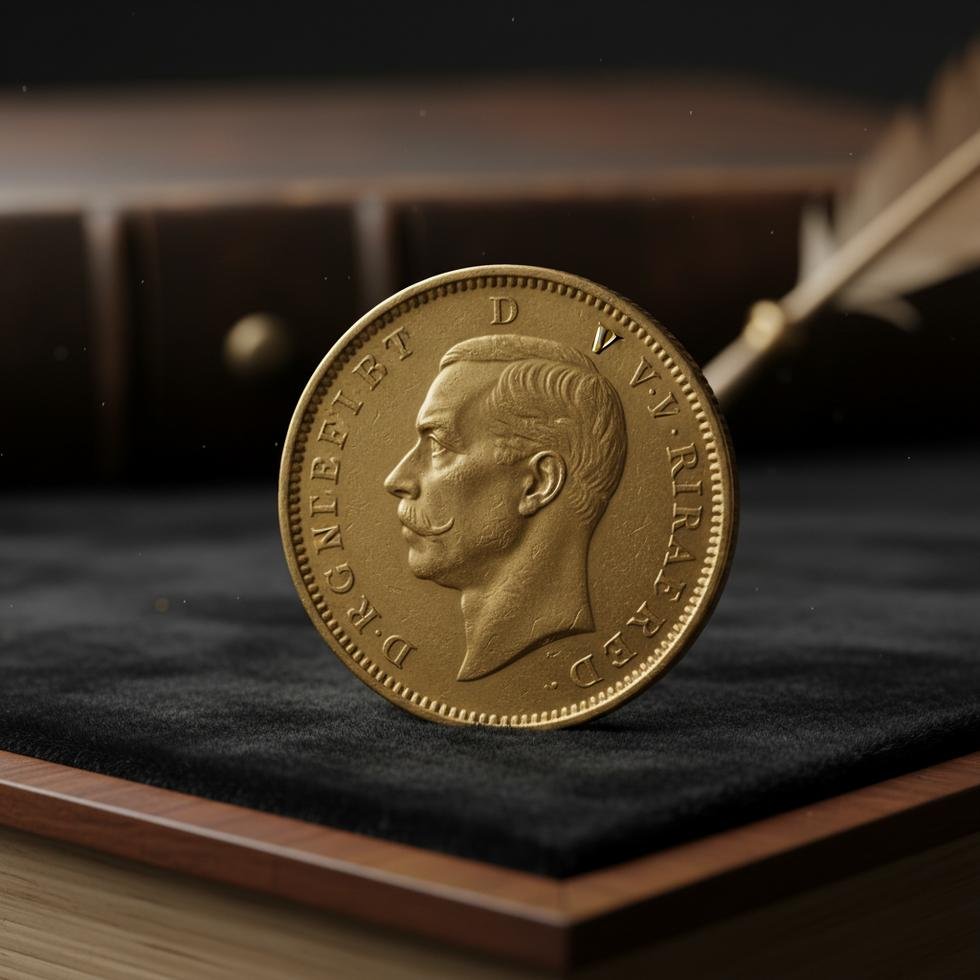 V. George dönemine ait altın lira yakından görünüm