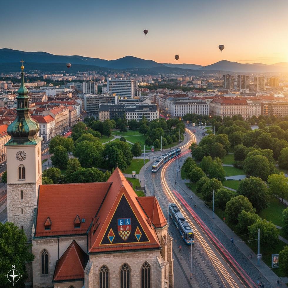 Zagreb şehir merkezi ve tarihi mekânlar genel görünüm