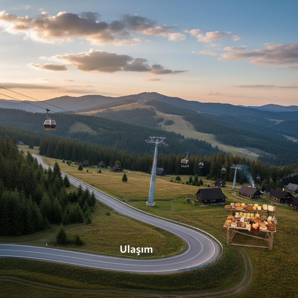 Zlatibor dağları ve Gold Gondola manzarası