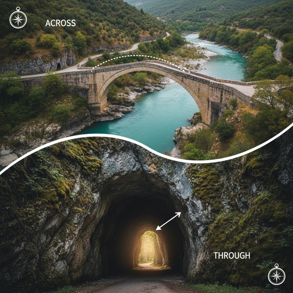 Across ve Through edatlarının kullanımı hakkında eğitim görüntüsü