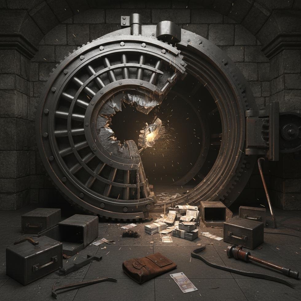 Büyük bir kasa soygunu sahnesi