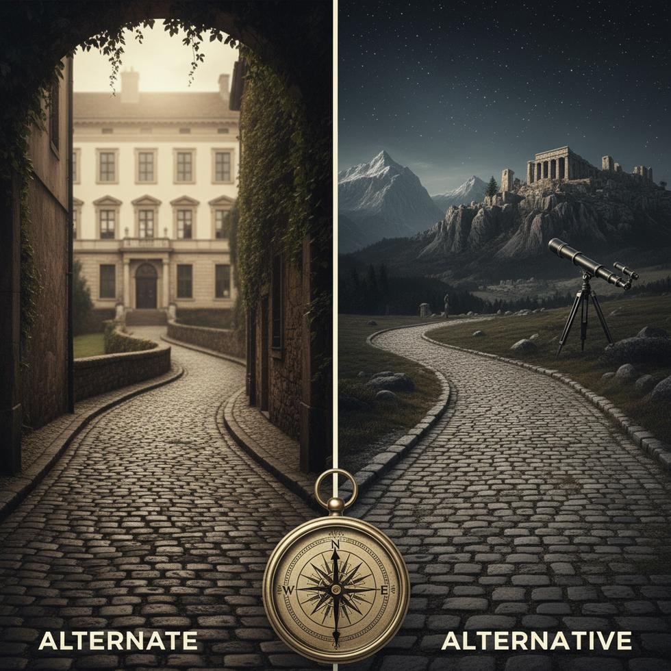 Alternate ve alternative kelimelerinin yazımı ve kullanımı ile ilgili İngilizce öğrenme rehberi