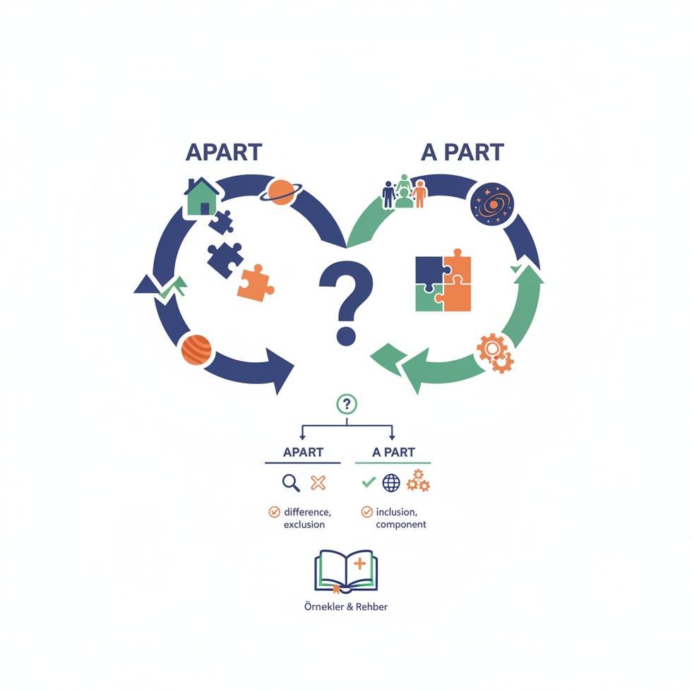 Apart ve a part ifadelerinin İngilizce yazım ayrımı rehberi
