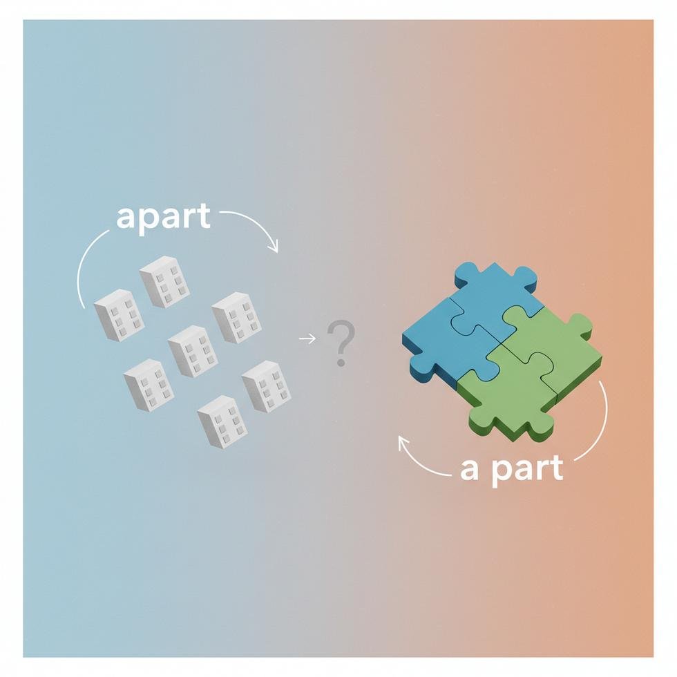 Apart ve a part kelimelerinin İngilizce yazım ve kullanım rehberi