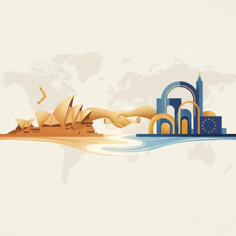 Avustralya ve AB liderleri ticaret anlaşması imzalarken