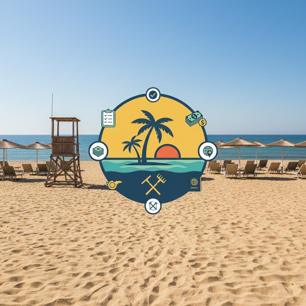 Plajda çalışan Beach Attendant görevini yapan genç çalışan