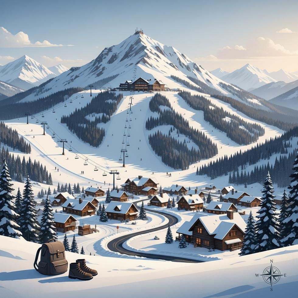 Big Sky Resort'ta Work and Travel yapan öğrenciler ve dağ manzarası