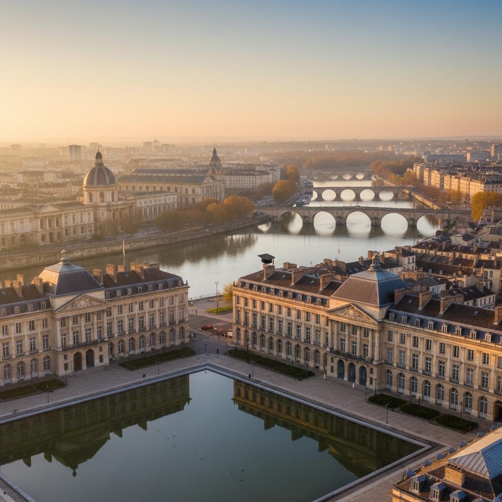 Bordeaux şehir görünümü ve üniversite binaları