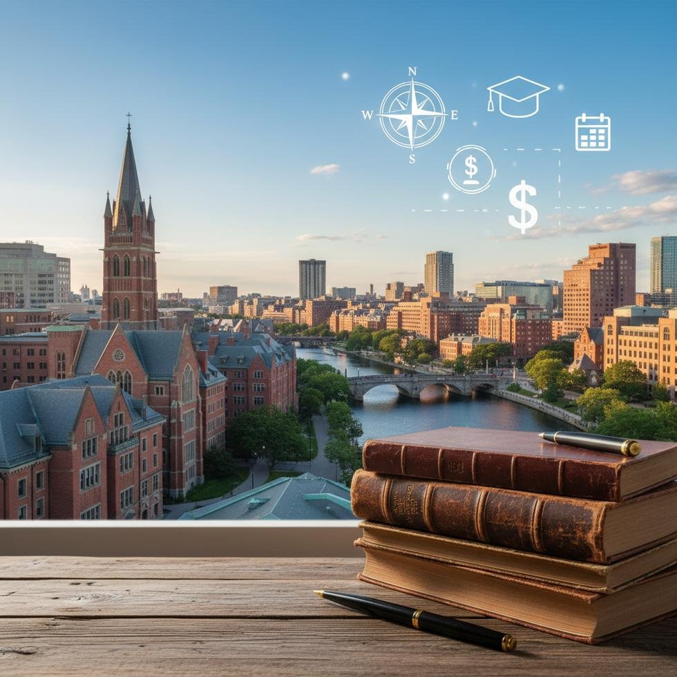 Boston’da üniversite kampüsü ve gökyüzü